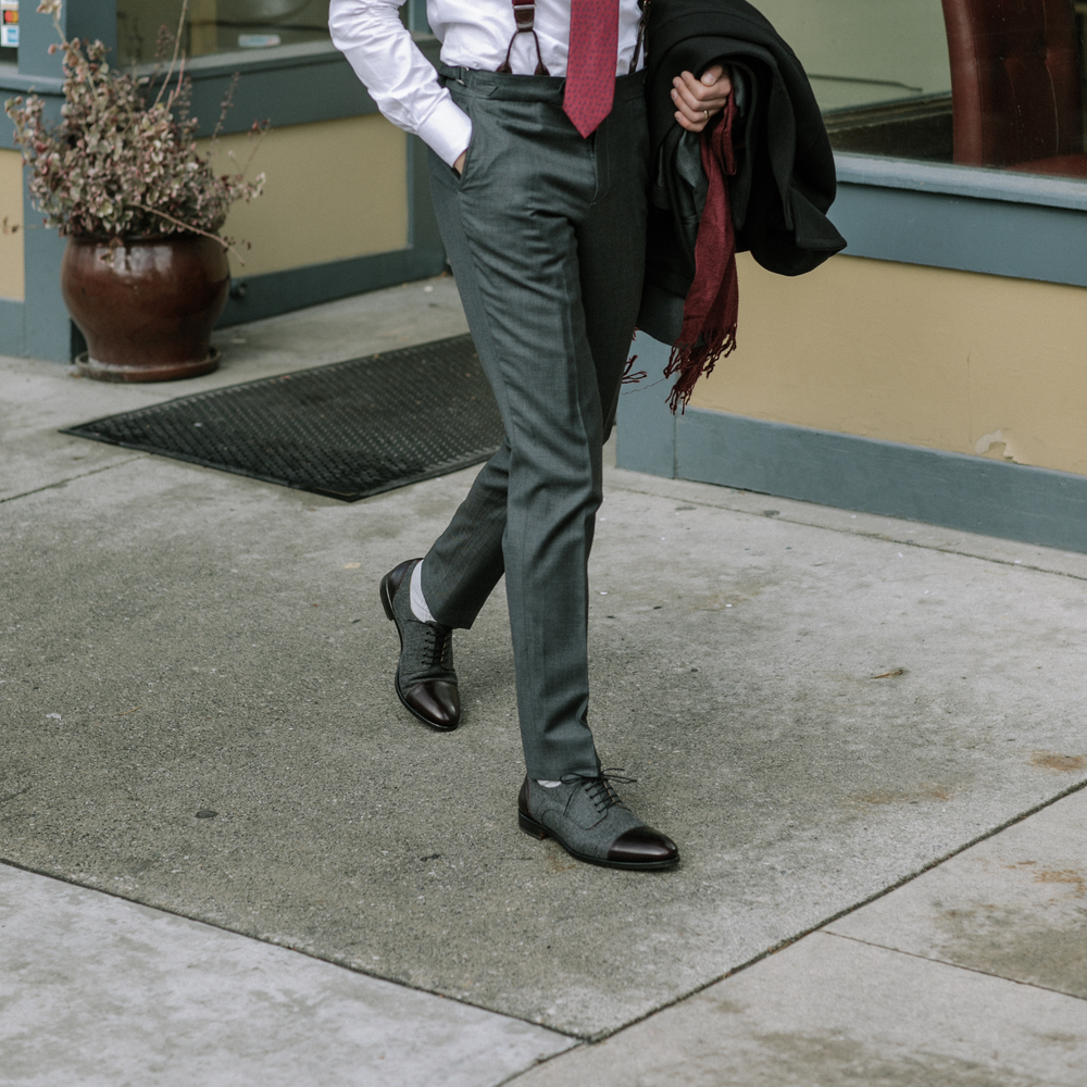 The Jack Shoe in Grey/Oxblood