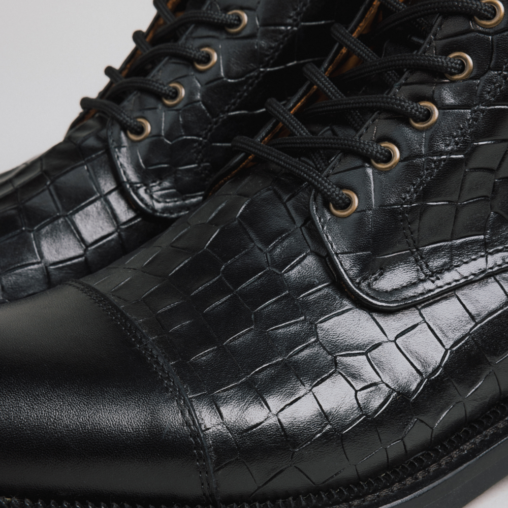 The Rome Boot in Black Croco