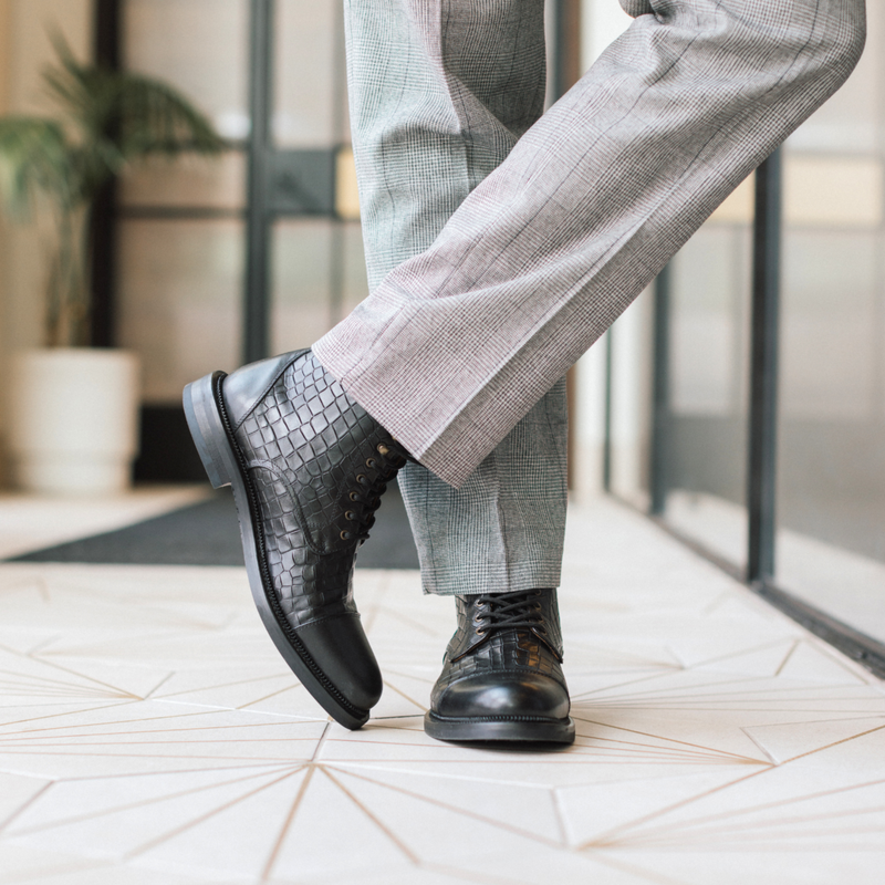 The Rome Boot in Black Croco