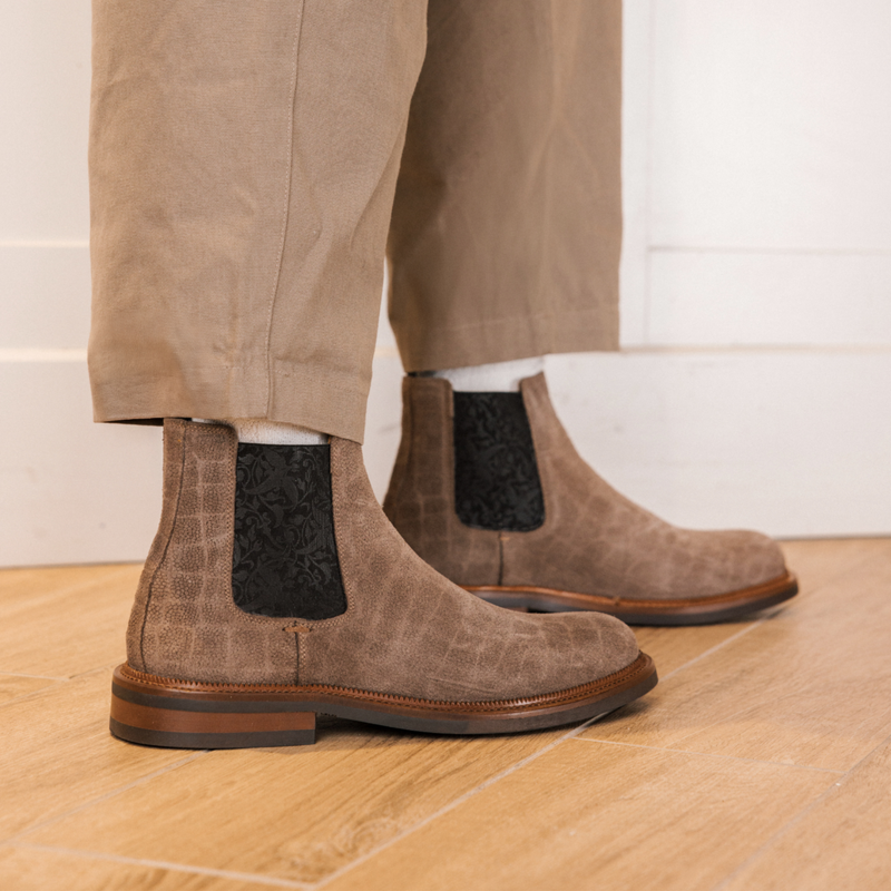 The Glen Boot in Taupe Croco