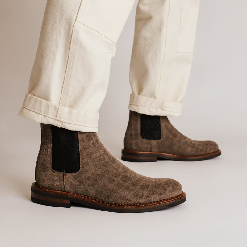 The Glen Boot in Taupe Croco