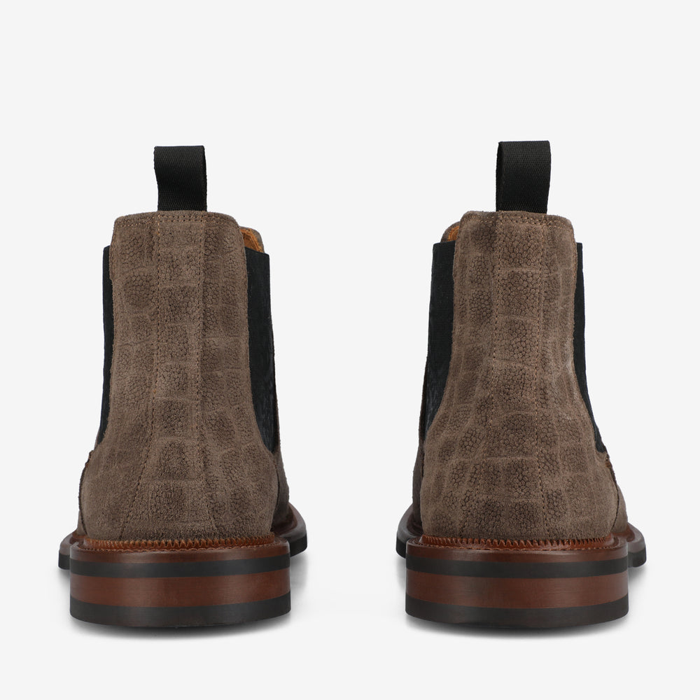 The Glen Boot in Taupe Croco