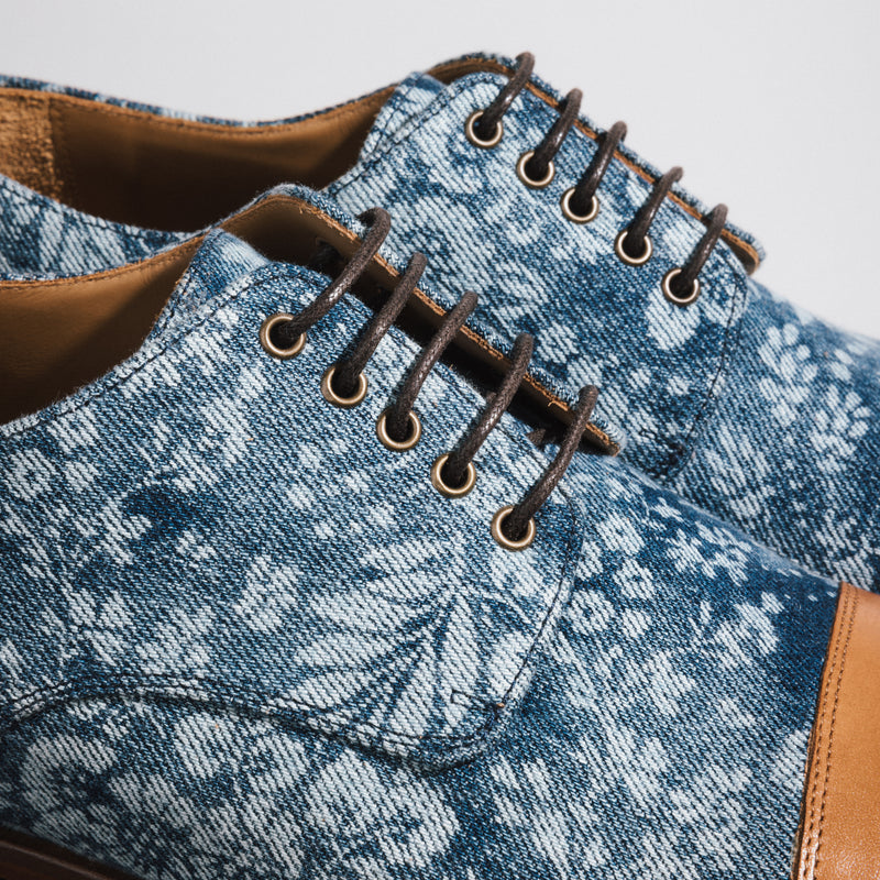 The Jack Oxford Shoe in Washed Denim Floral