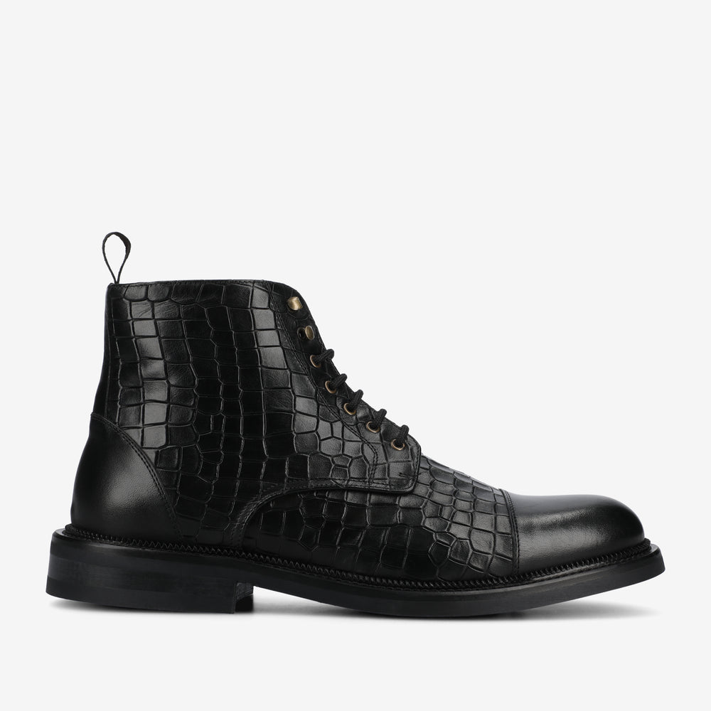 The Rome Boot in Black Croco