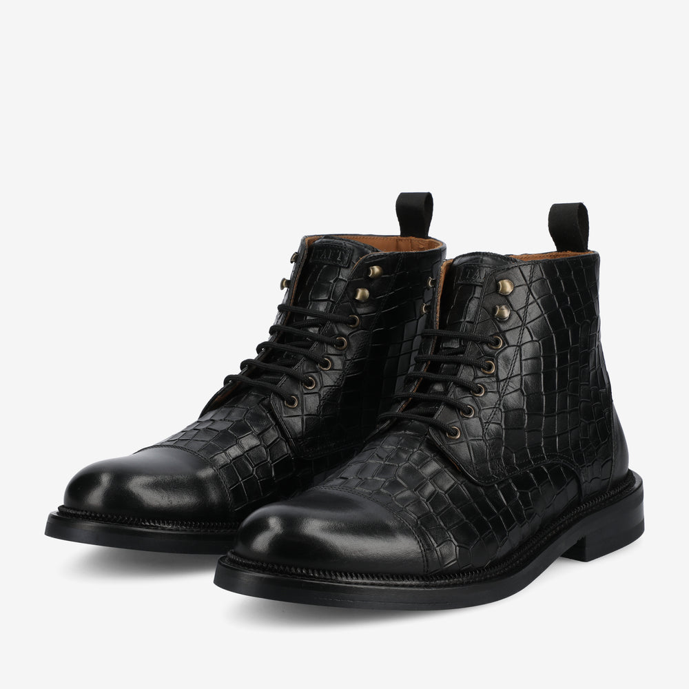 The Rome Boot in Black Croco
