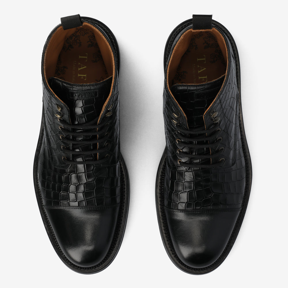 The Rome Boot in Black Croco