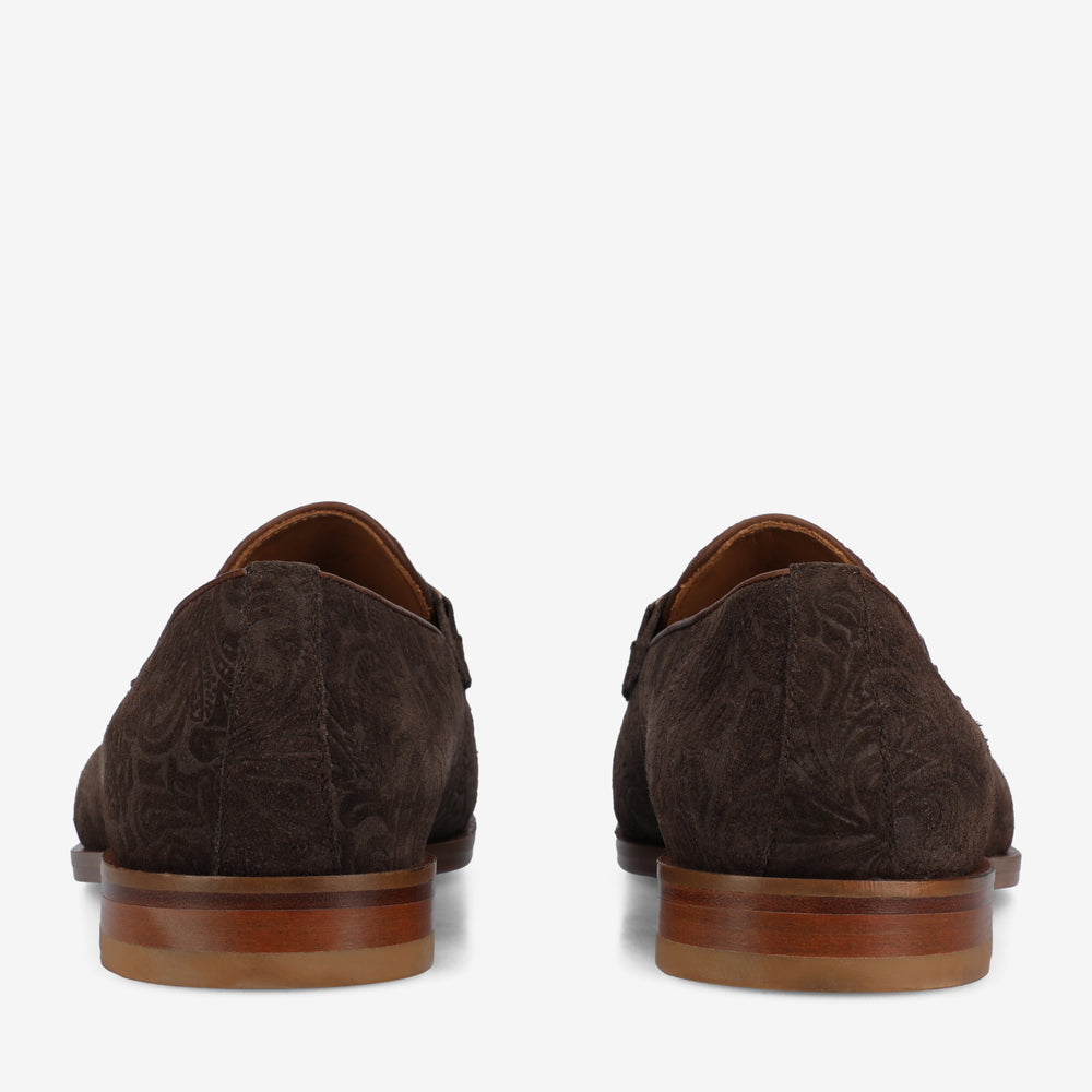 The Russell in Chocolate Floral Suede