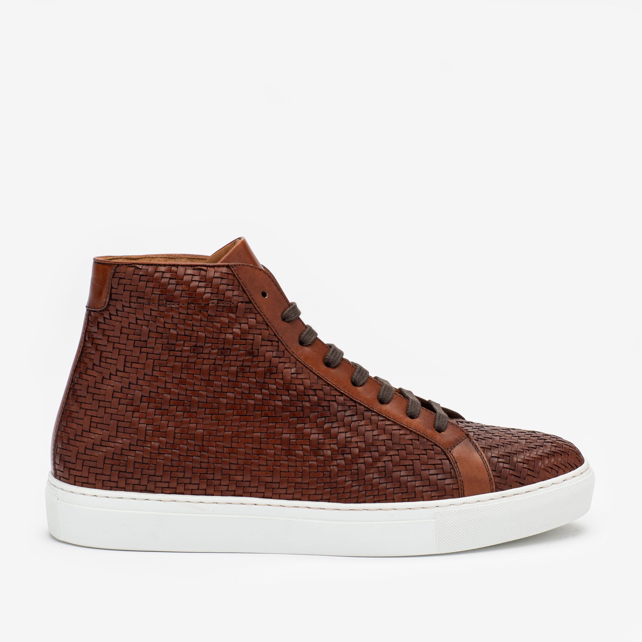 The Hightop Sneaker in Woven Brown Leather | TAFT