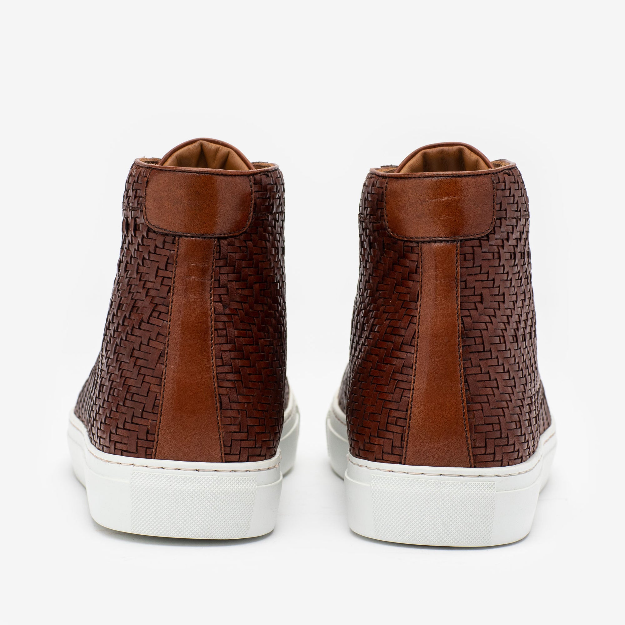 The Hightop Sneaker in Woven Brown Leather | TAFT