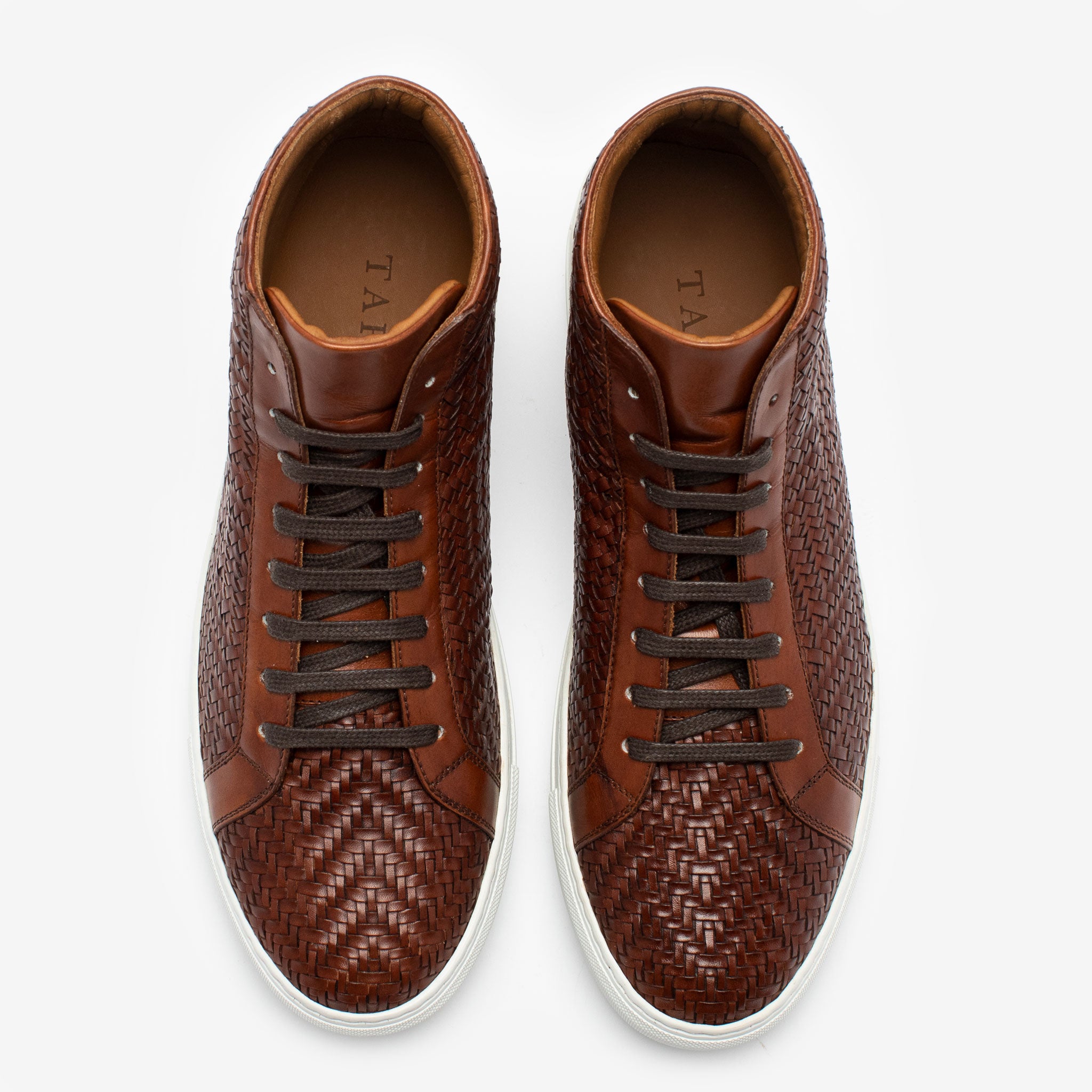 The Hightop Sneaker in Woven Brown Leather | TAFT