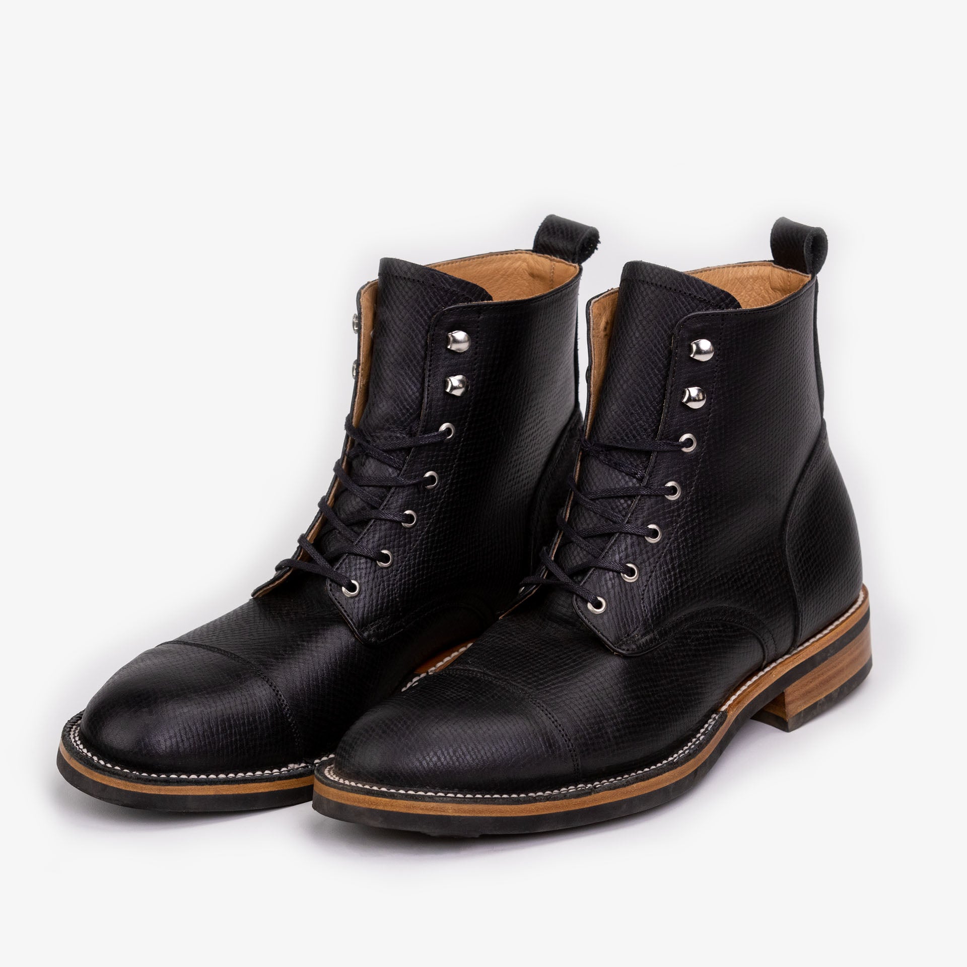 The Legacy Boot in Black Hatch - Reindeer Leather | TAFT