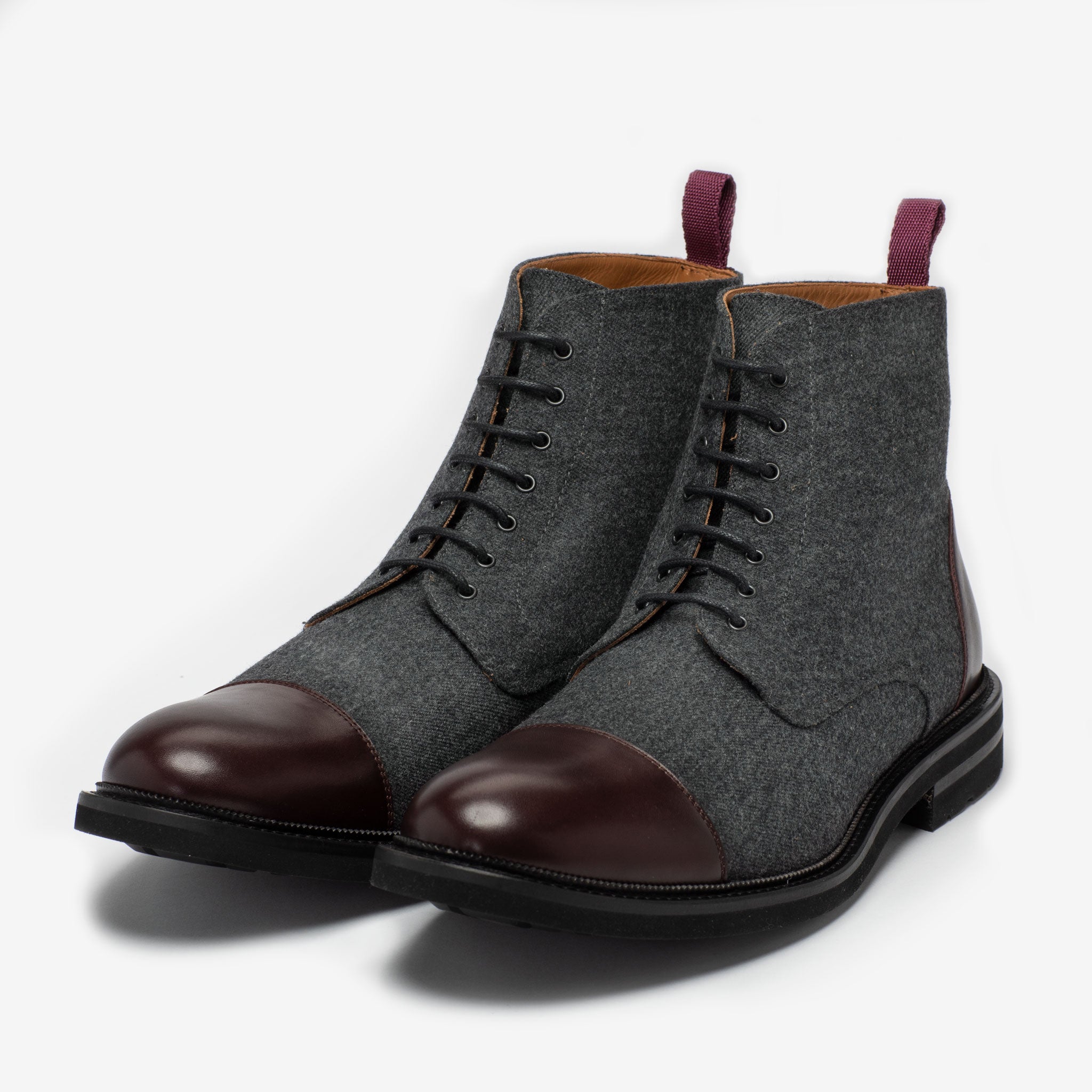 The Jack Boot - Grey / Oxblood Leather | TAFT