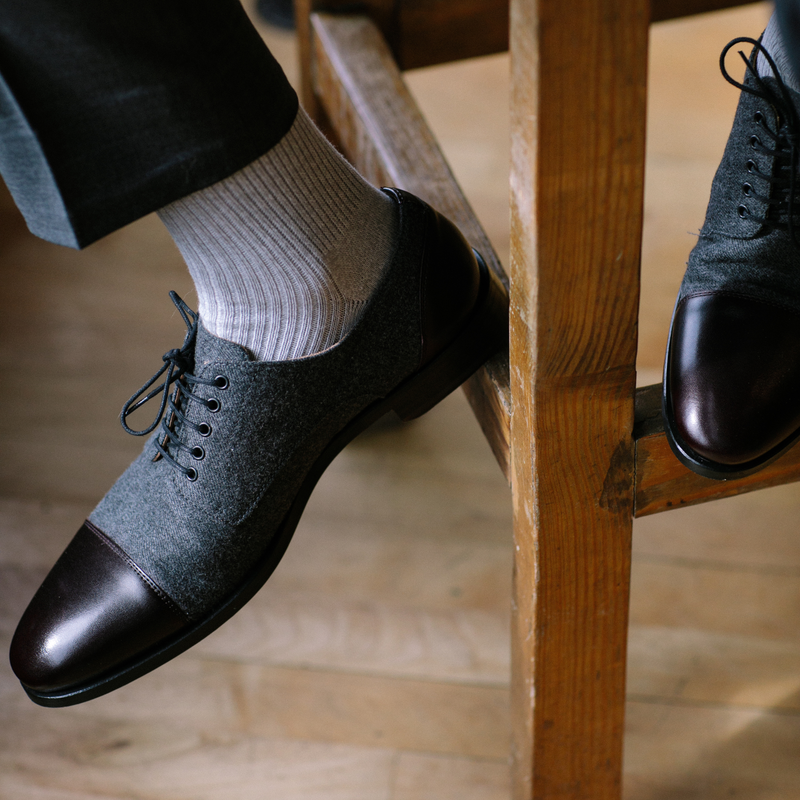 The Jack Shoe in Grey/Oxblood