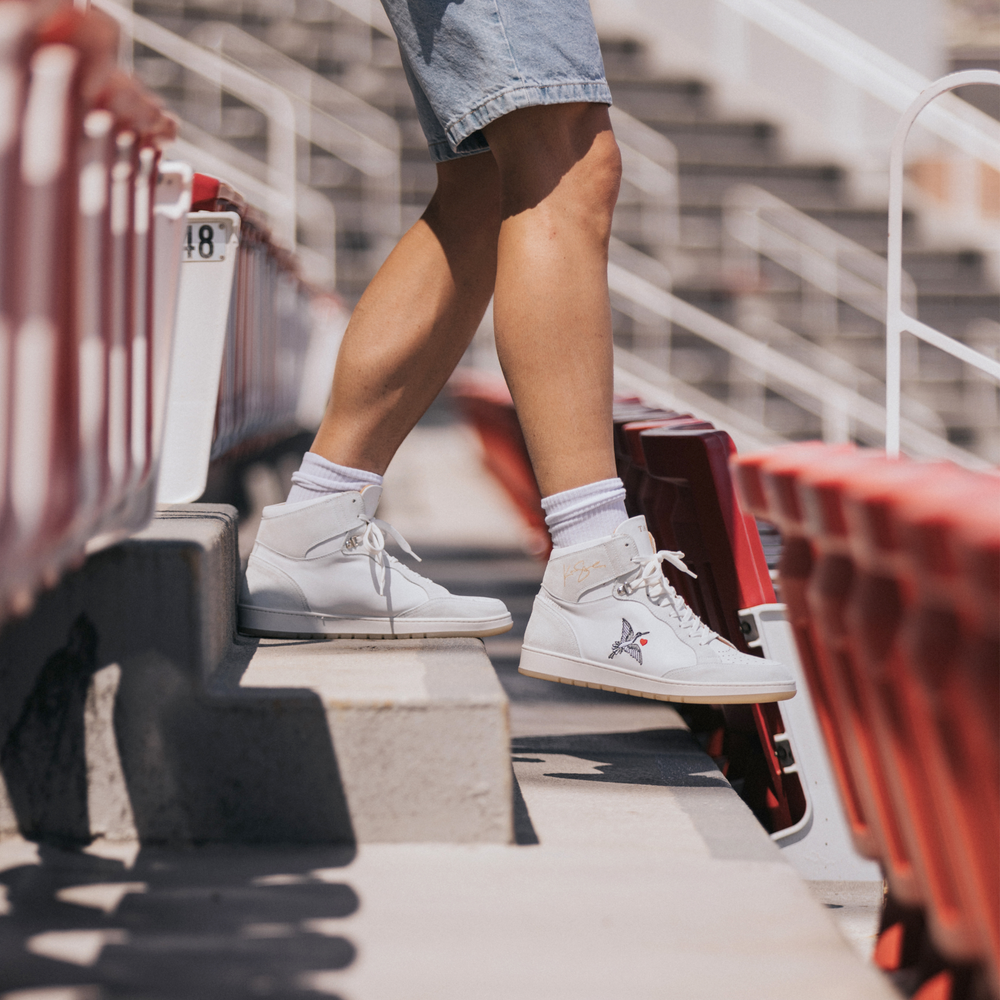 The Rapido High-top Sneaker in White Crane