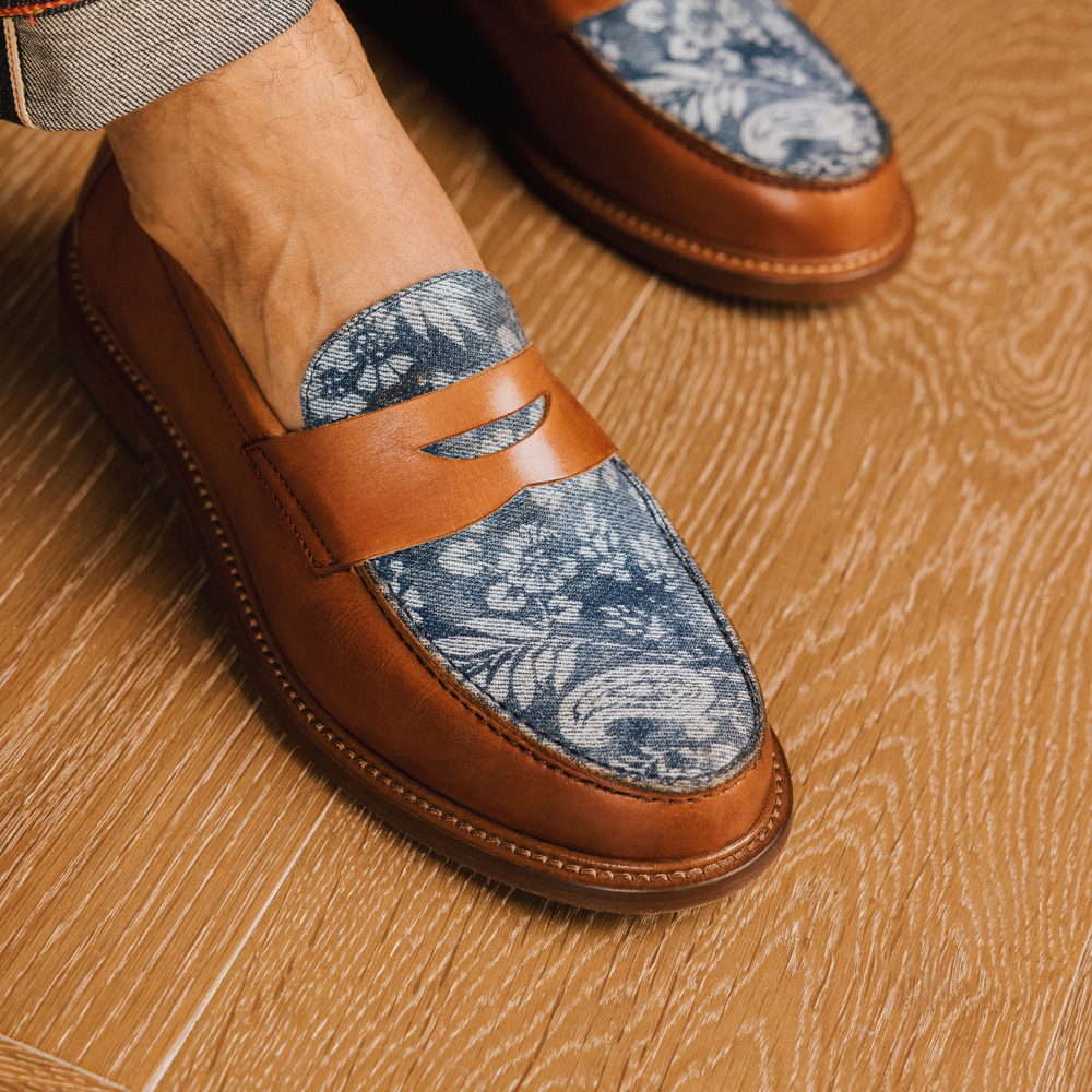 The Jack Penny Loafer in Washed Denim Floral