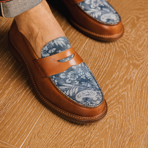 The Jack Penny Loafer in Washed Denim Floral
