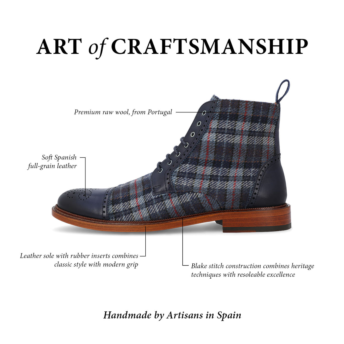 The Hamilton Boot in Blue Plaid (Last Chance, Final Sale)