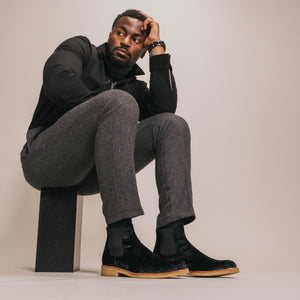 The Jude Boot in Black Velour
