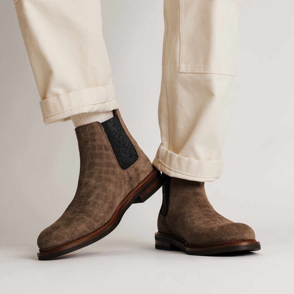The Glen Boot in Taupe Croco