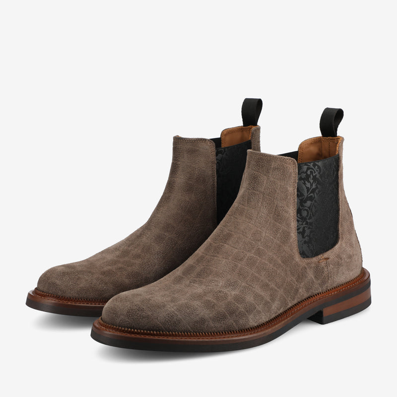 The Glen Boot in Taupe Croco