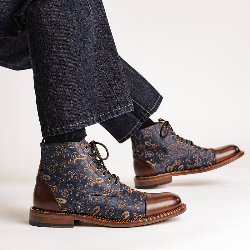 The Jack Dress Boot in Brown Paisley
