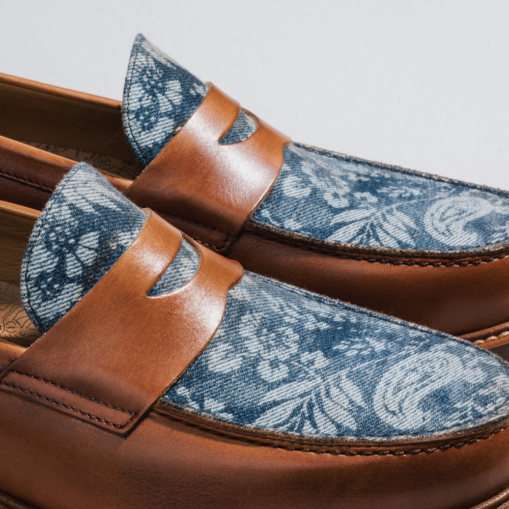 The Jack Penny Loafer in Washed Denim Floral