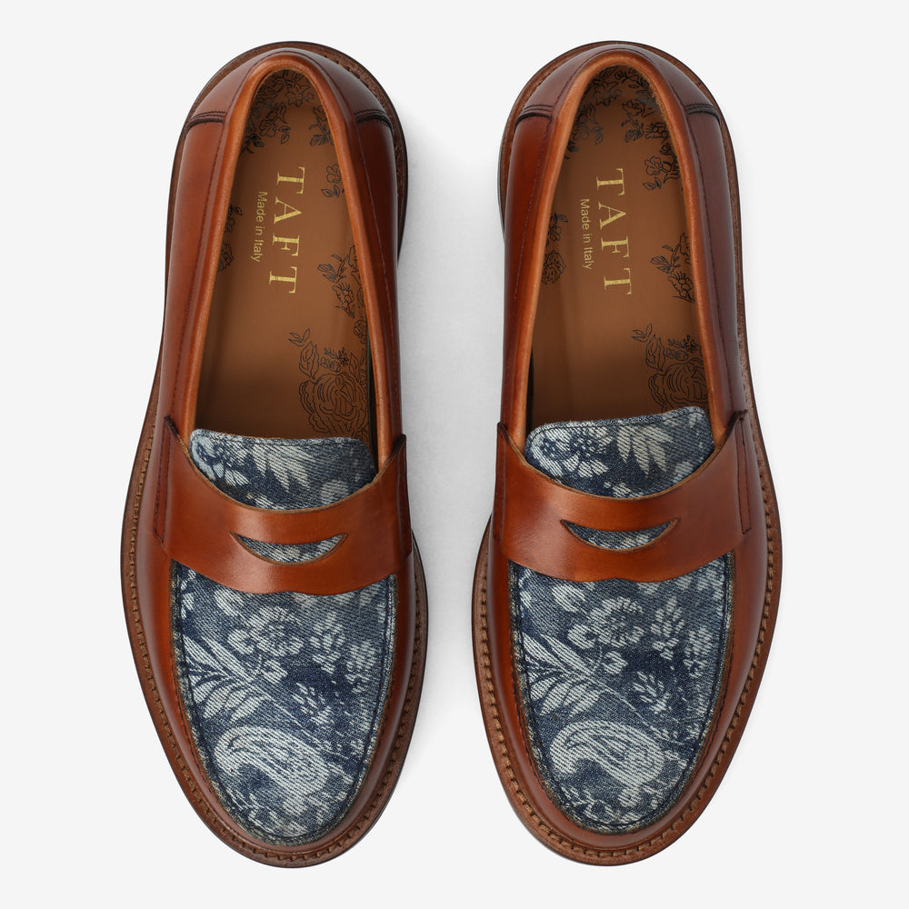 The Jack Penny Loafer in Washed Denim Floral