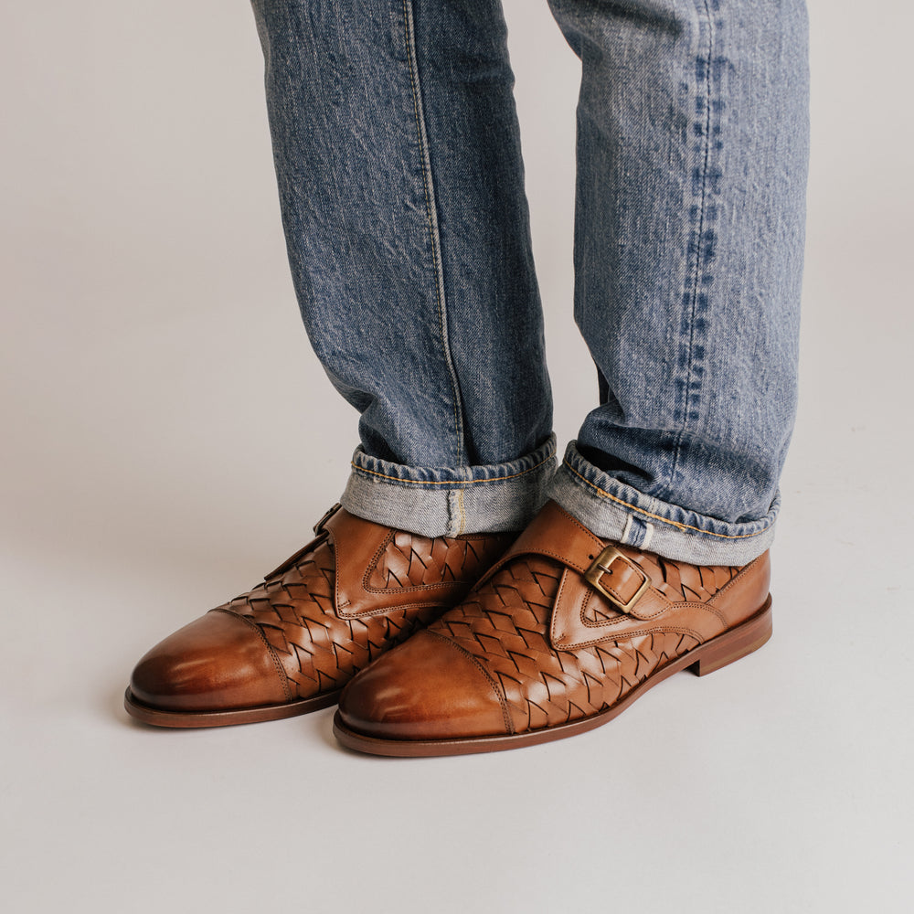 The Jack Monk Strap in Brown Woven