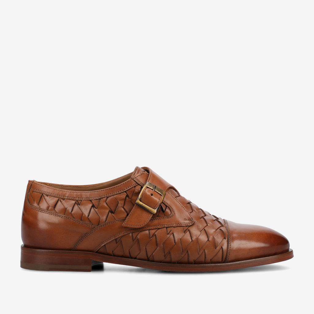TAFT Men's Jack Monk Strap Dress Shoes - Brown Woven