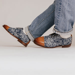 The Jack Oxford Shoe in Washed Denim Floral