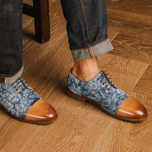 The Jack Oxford Shoe in Washed Denim Floral