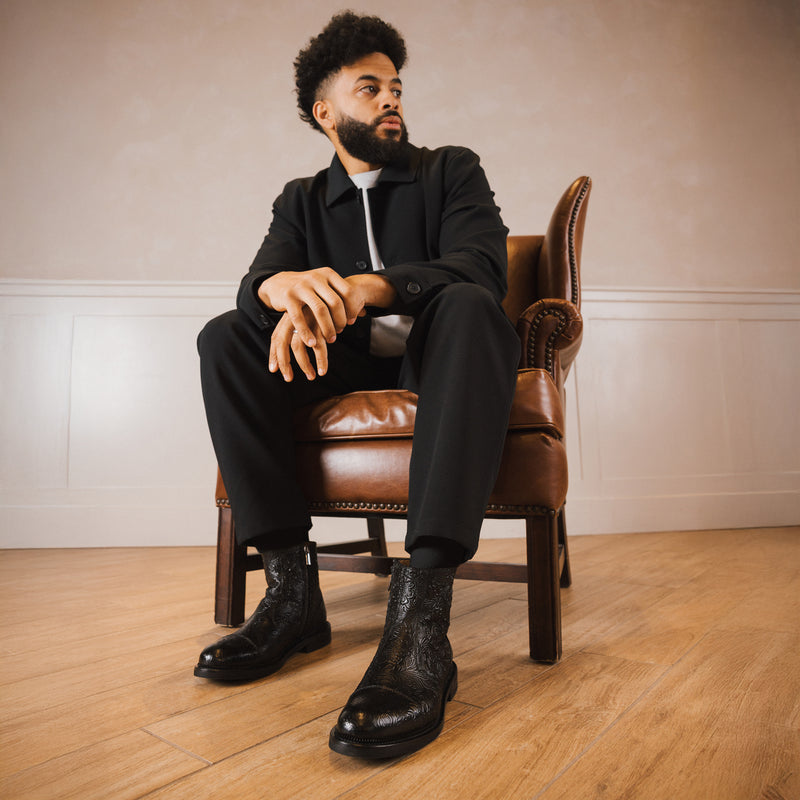 The Lewis Boot in Black Floral