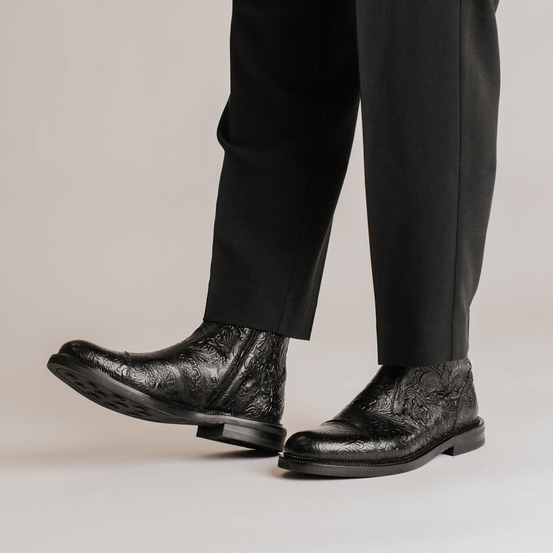 The Lewis Boot in Black Floral