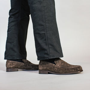 The Sterling Loafer in Brown Floral Suede