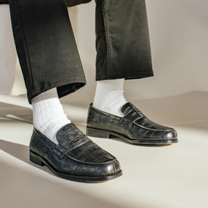 The Sterling Loafer in Black Croco