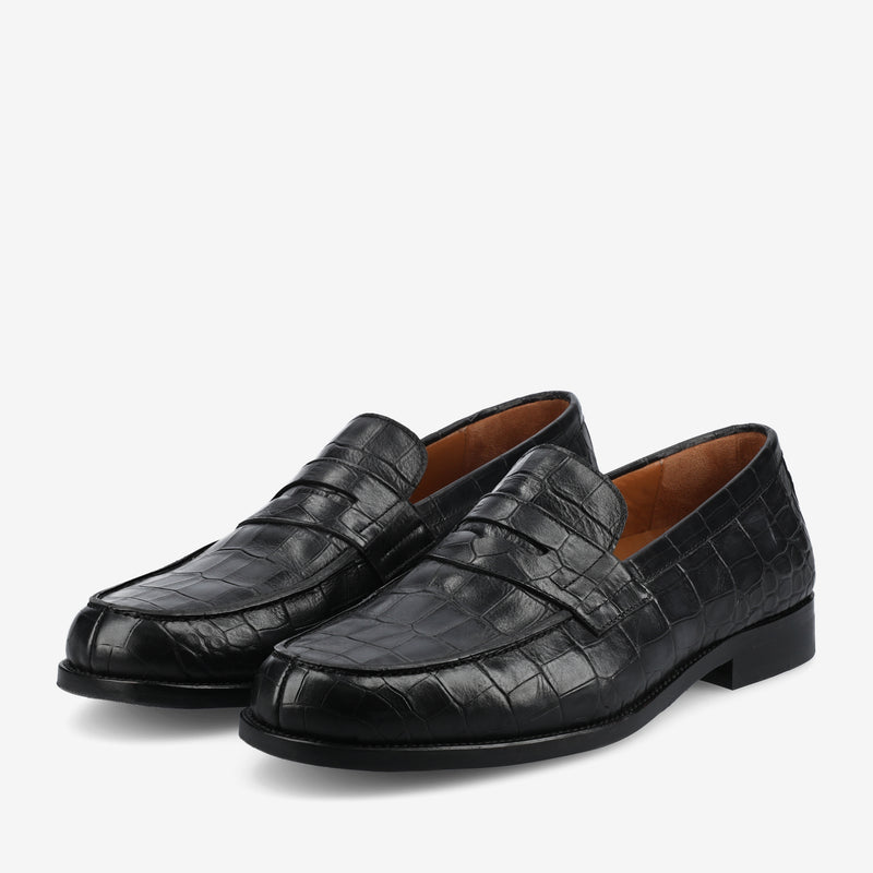 The Sterling Loafer in Black Croc