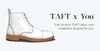 GIF of a rendering of a TAFT shoe rotating in various materials, leathers and finishes.