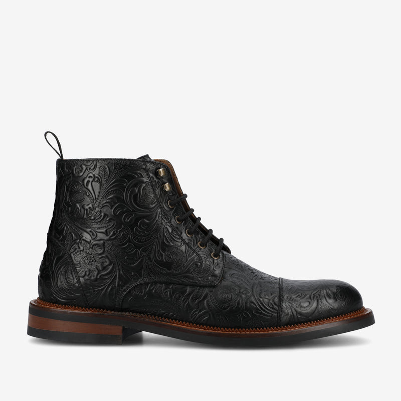 The Rome Dress Boot in Black Floral