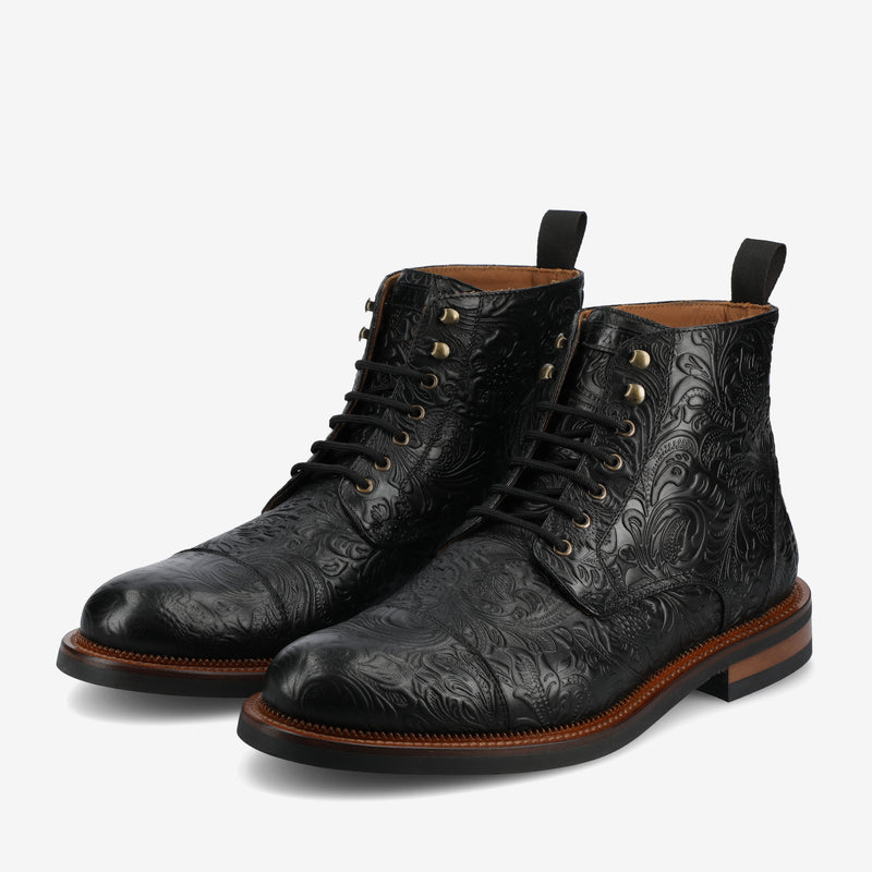 The Rome Dress Boot in Black Floral