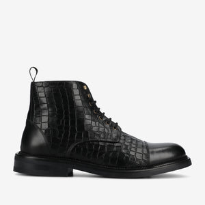 The Rome Boot in Black Croco