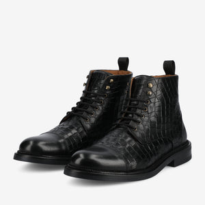 The Rome Boot in Black Croco