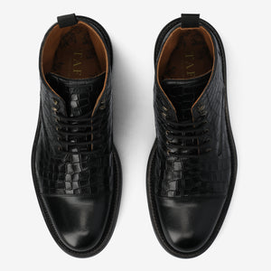 The Rome Boot in Black Croco