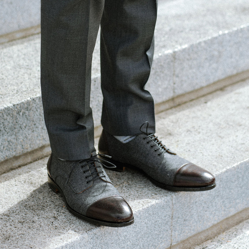 The Jack Shoe in Grey/Oxblood Leather | TAFT