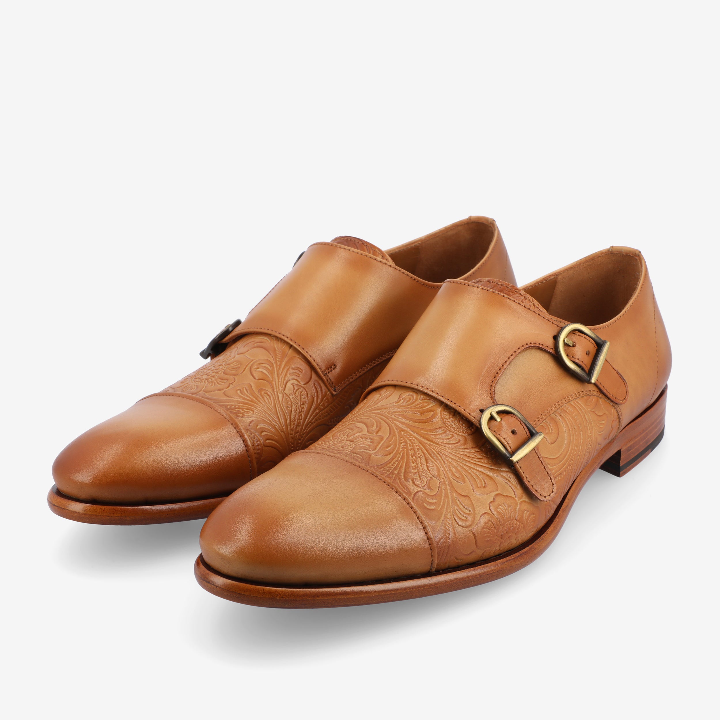 double strap leather monk shoess