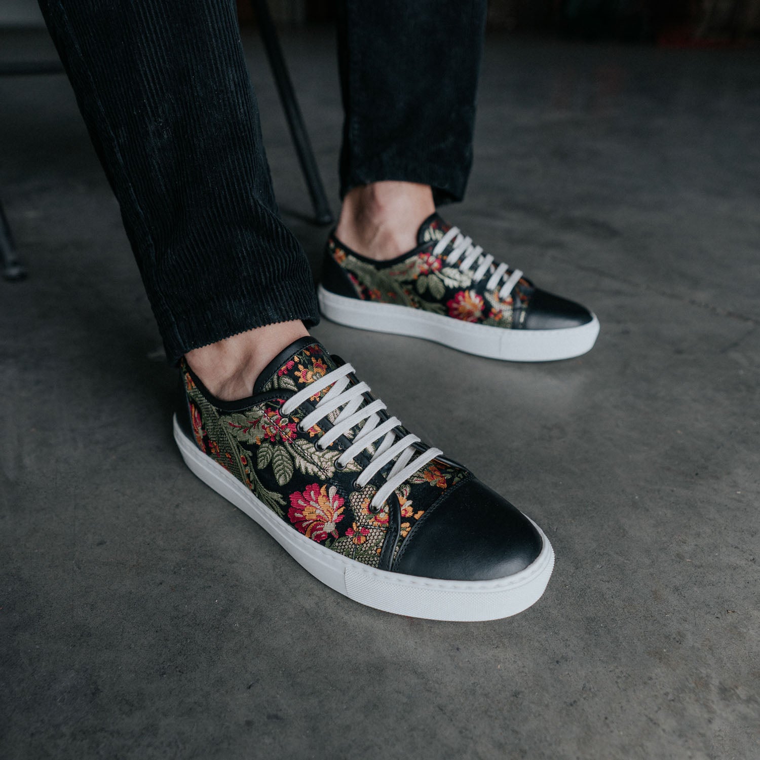 Black floral fashion sneakers