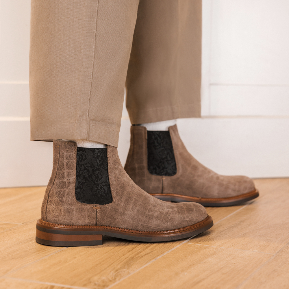 The Glen Boot in Taupe Croco