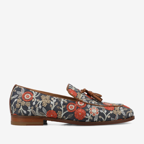 The Tommy Tassel l Mens Slip On Floral Loafer With Tassle