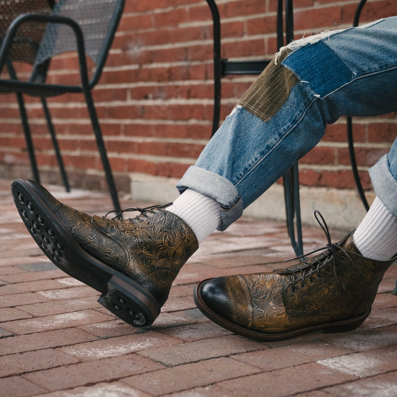 The Rome Dress Boot in Brown Floral