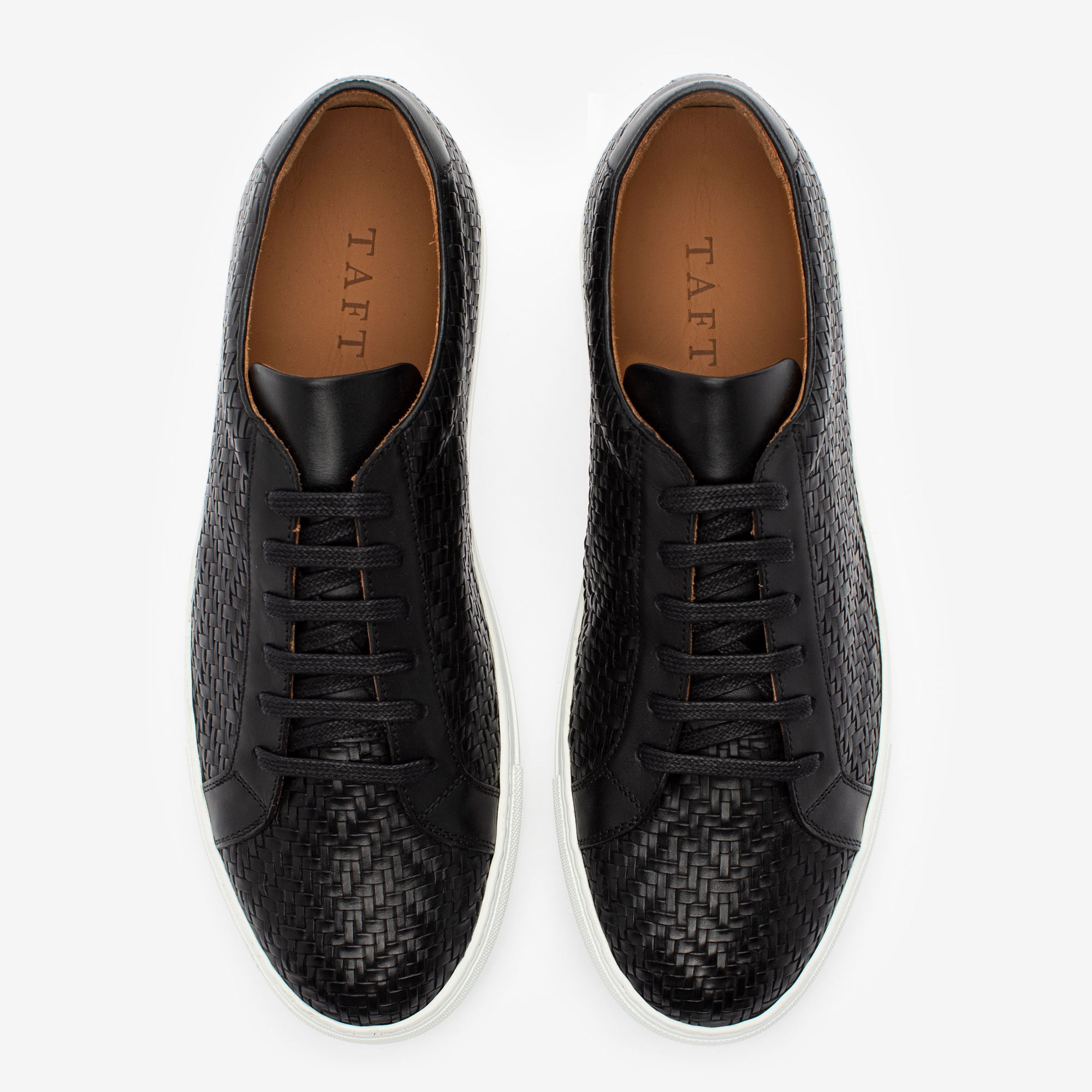 The Sneaker in Black Woven Top View