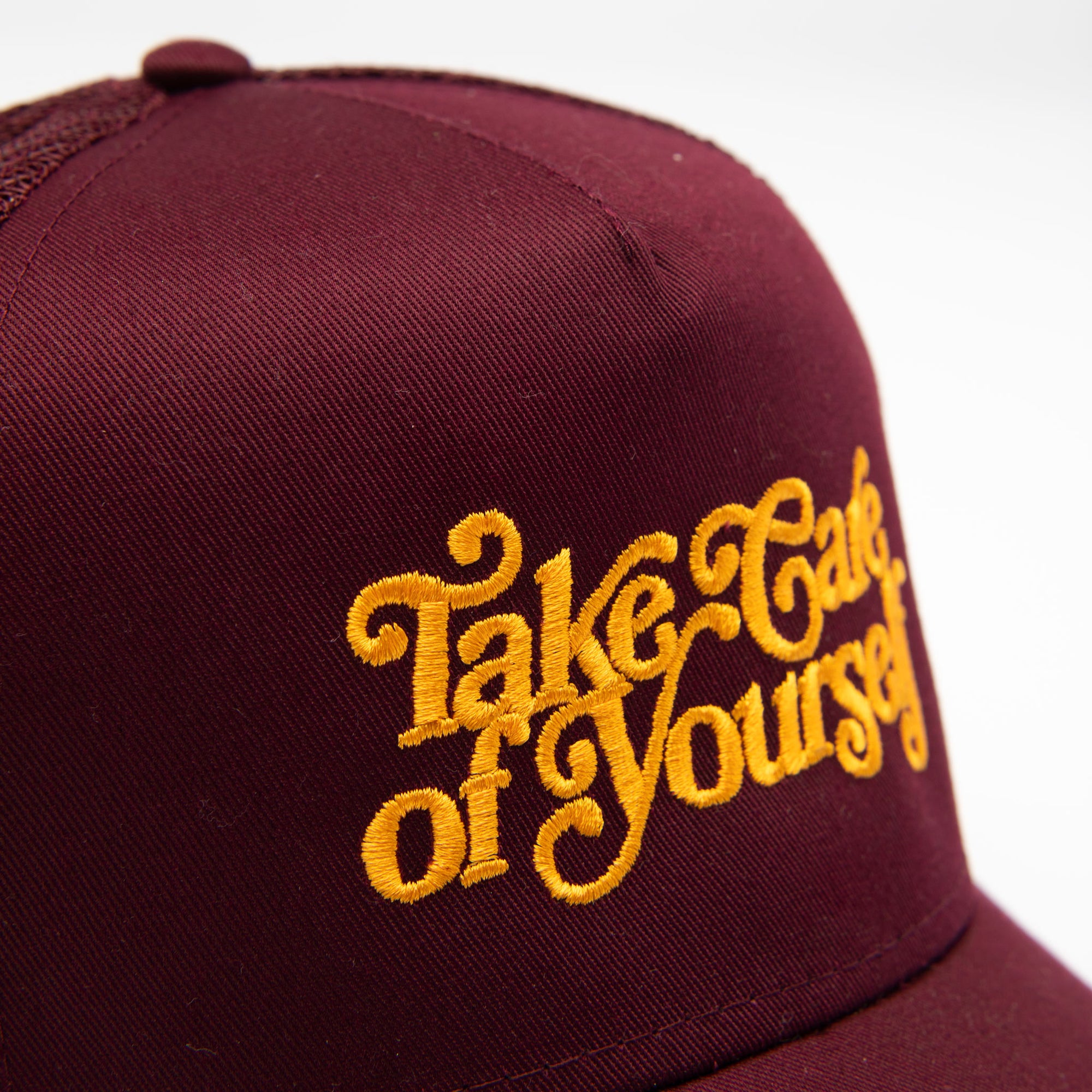 Take Care Hat in Maroon